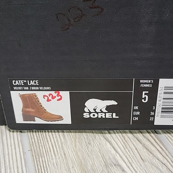 Sorel Cate Lace Up Leather Ankle Boots Womens Size 5 New In Box - Picture 13 of 14